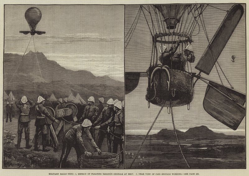 Balão militar, método de flutuação do balão, sinais em repouso, perto da vista do carro, sinais de trabalho de William Bazett Murray