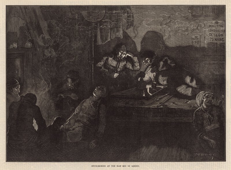 Fumo de ópio no East End de Londres (gravura) de William Bazett Murray