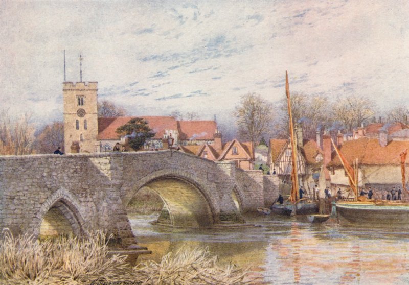 Ponte de Aylesford (litografia a cores) de William Biscombe Gardner
