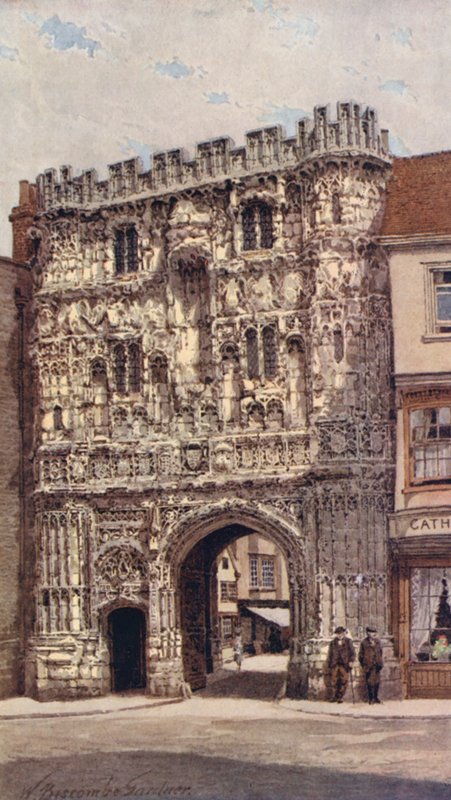Christ Church Gate, Canterbury (litografia a cores) de William Biscombe Gardner