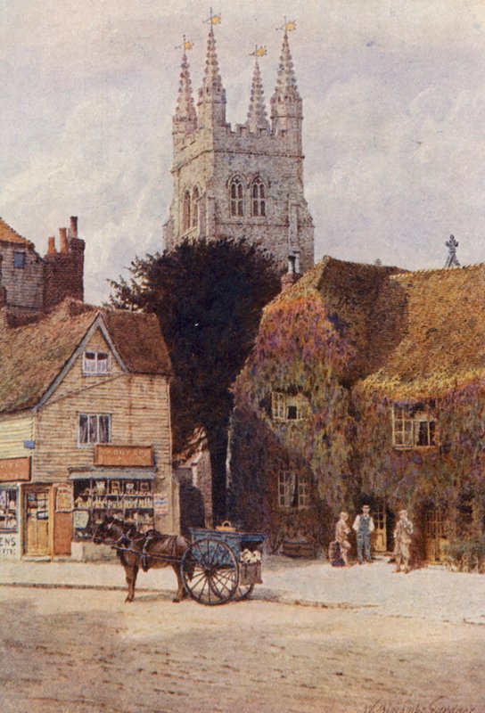 Church and Woolpack Hotel, Tenterden (litografia a cores) de William Biscombe Gardner