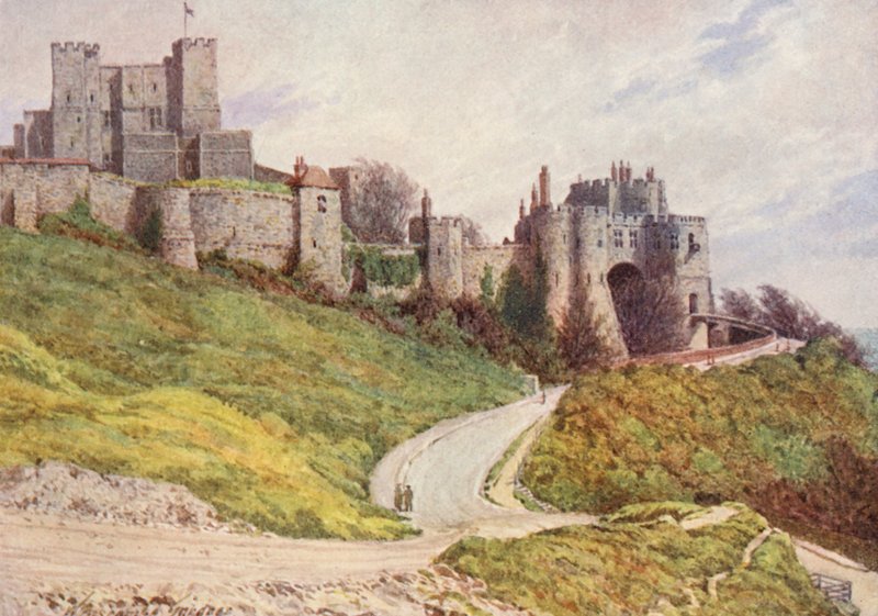 Castelo de Dover a partir de Castle Hill (litografia a cores) de William Biscombe Gardner