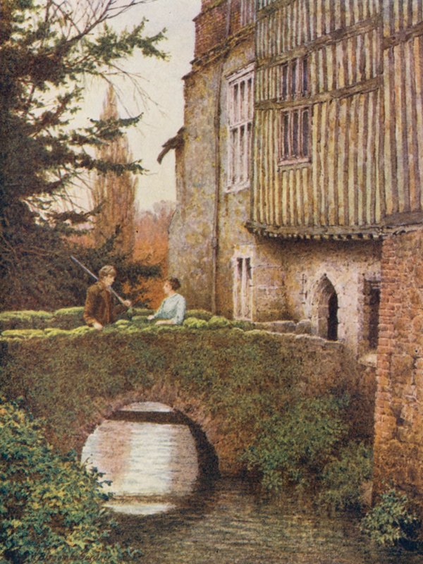 O lado oriental de Ightham Mote (litografia a cores) de William Biscombe Gardner
