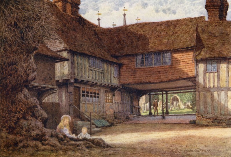 The Lych Gate, Penshurst (litografia a cores) de William Biscombe Gardner