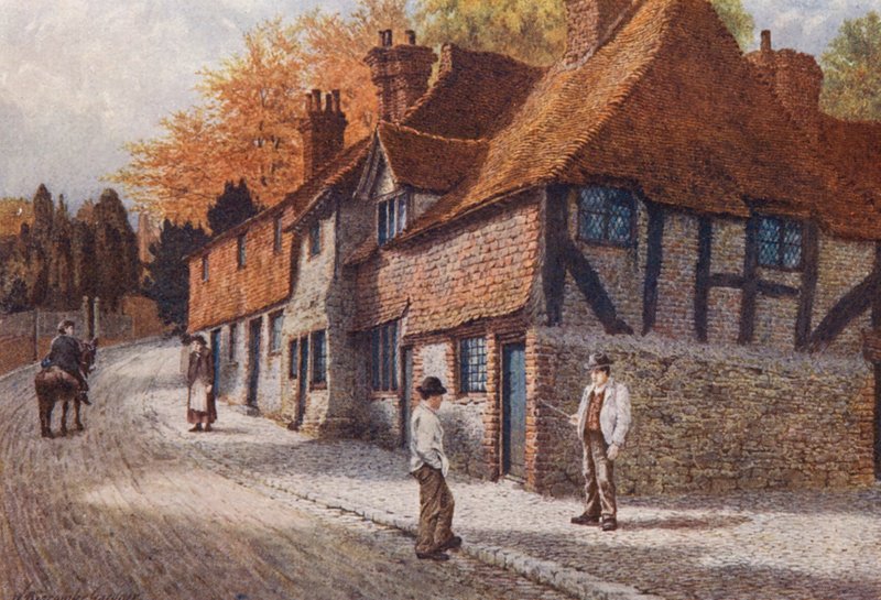 The Old Almshouses, Westerham (litografia a cores) de William Biscombe Gardner
