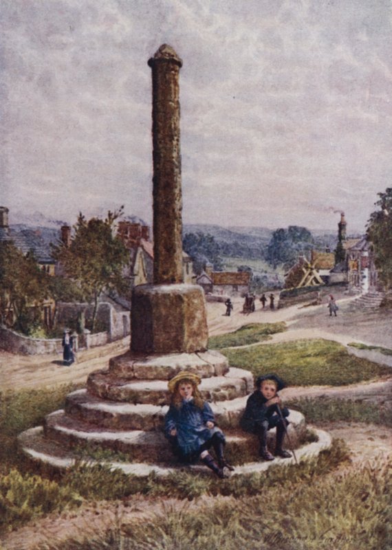 The Old Cross, Great Longstone (cor litho) de William Biscombe Gardner