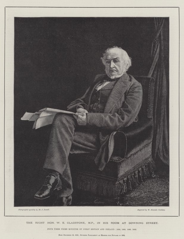 O Honorável WE WE Gladstone, MP, em seu Room at Downing Street de William Biscombe Gardner