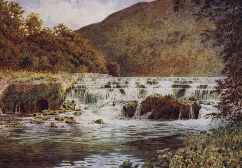 The Waterfall, Monsal Dale (cor litho) de William Biscombe Gardner