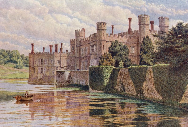 A frente oeste do Castelo de Leeds (litografia a cores) de William Biscombe Gardner