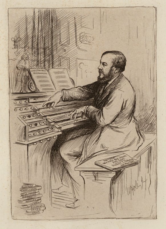 Sir Herbert Oakeley, Professor de Música (gravura) de William Brassey (after) Hole