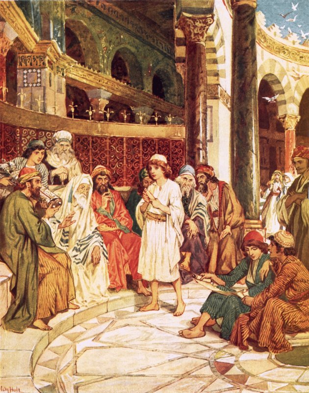 Cristo falando com os médicos no templo em Jerusalém de William Brassey Hole
