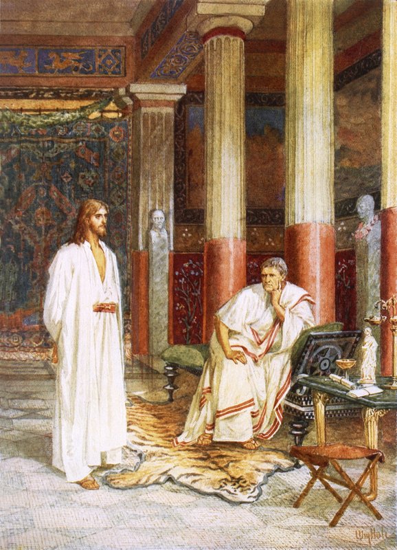 Jesus sendo entrevistado em particular por Pôncio Pilatos de William Brassey Hole