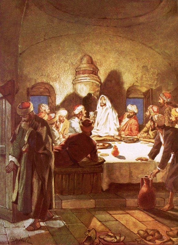 Jesus partindo o pão e dando o cálice aos seus discípulos de William Brassey Hole