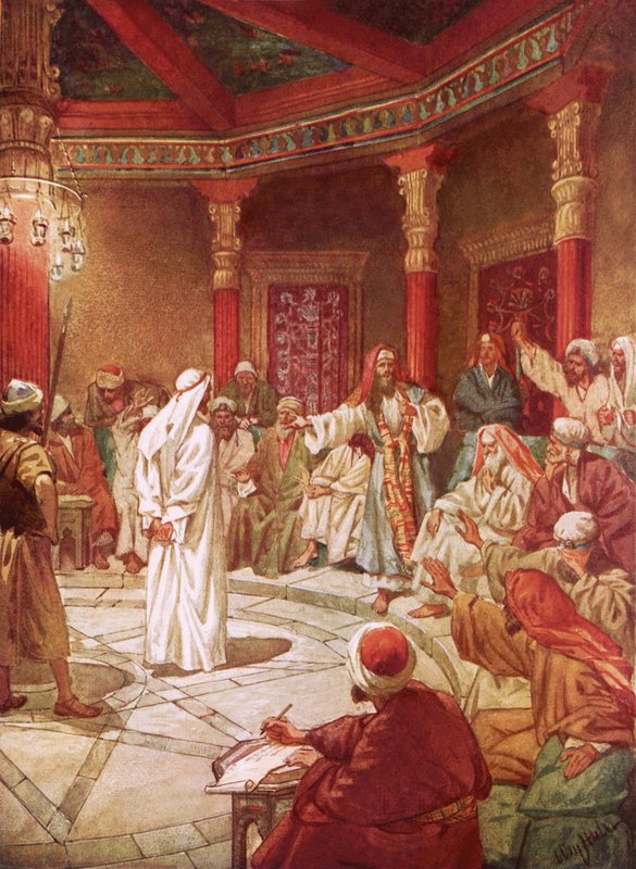 Jesus trouxe perante Caifás e o Conselho de William Brassey Hole