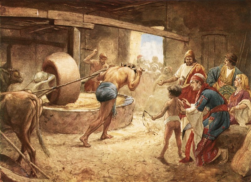 Sansão moendo na prisão em Gaza de William Brassey Hole