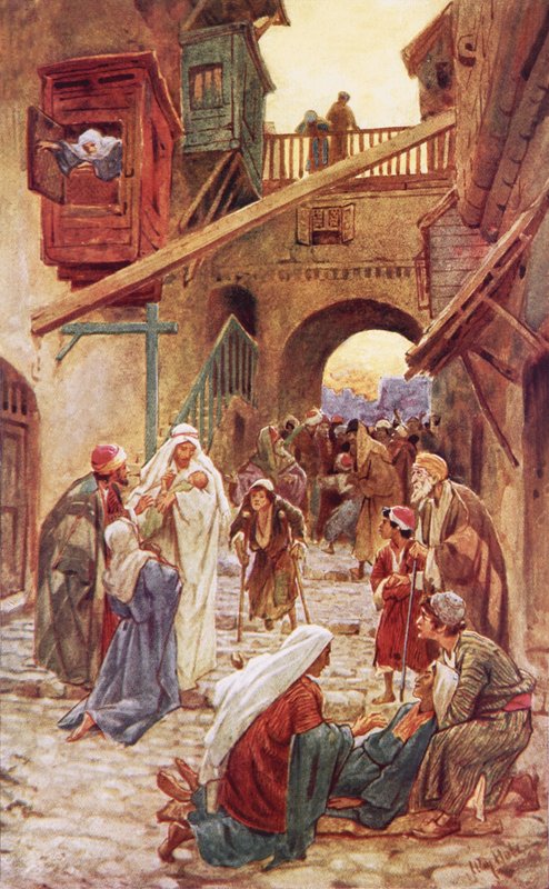 O povo de Cafarnaum trazendo Jesus muitos para curar de William Brassey Hole