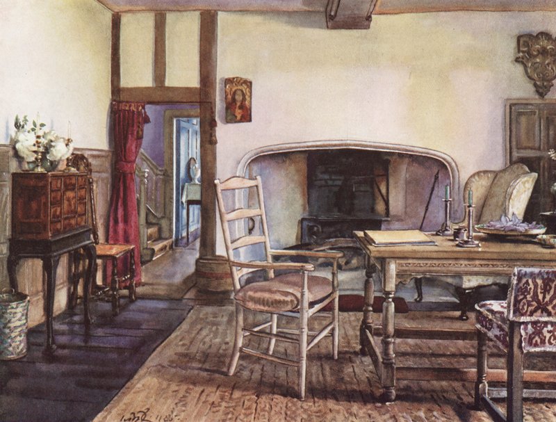 Decoração interior: Um salão branco (litografia a cores) de William Bruce Ellis Ranken