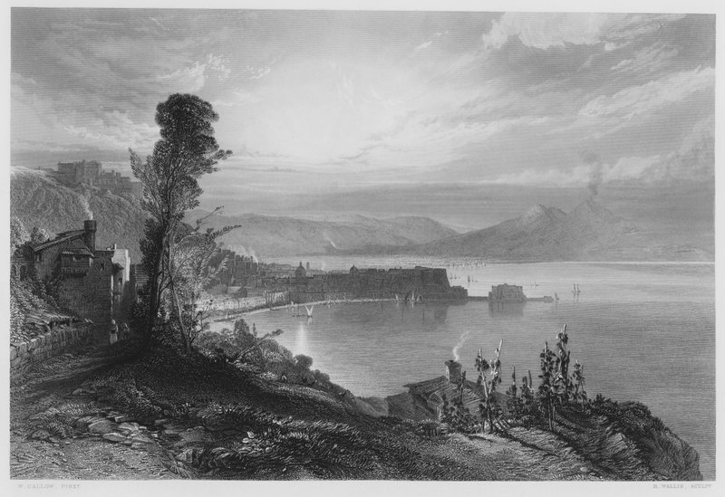 A Baía de Nápoles, Início da Manhã, da foto da Coleção Real (gravura) de William Callow