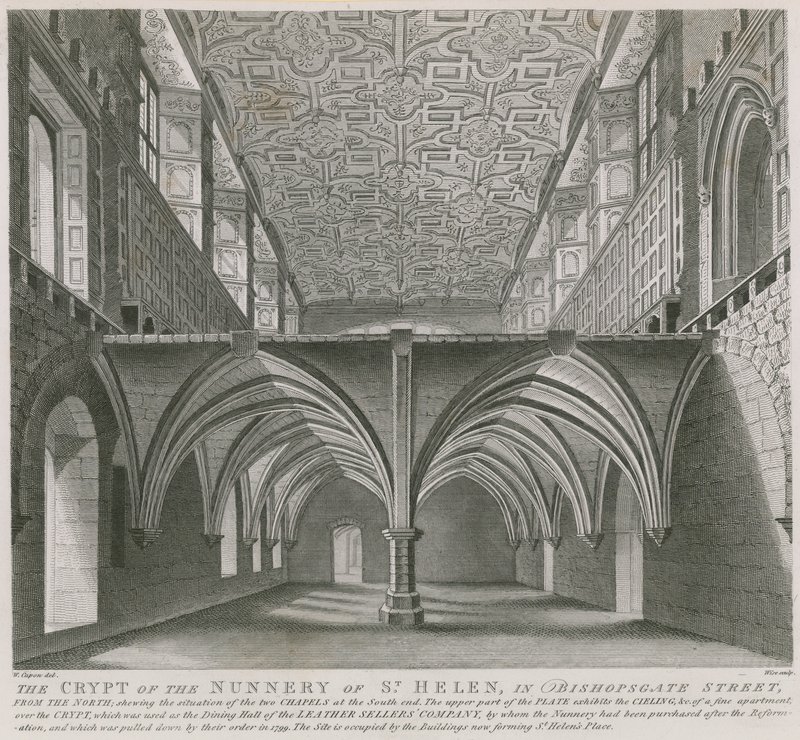 A cripta do convento de St Helen em Bishopsgate Street, Londres de William Capon