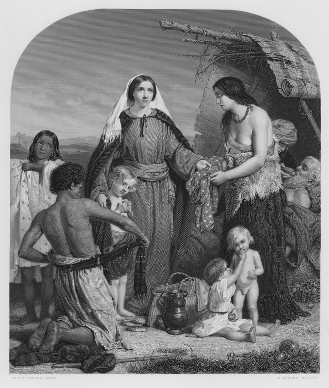 As Esmolas de Dorcas, da foto da Coleção Real (gravura) de William Charles Thomas (after) Dobson