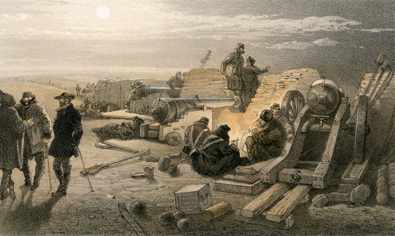 Uma noite tranquila nas baterias, Greenhill Battery (Major Chapman), 29 de janeiro de 1855 de William Crimea Simpson