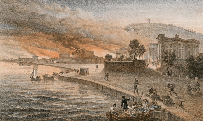 Queima dos edifícios do governo em Kertch, 9 de junho de 1855 de William Crimea Simpson