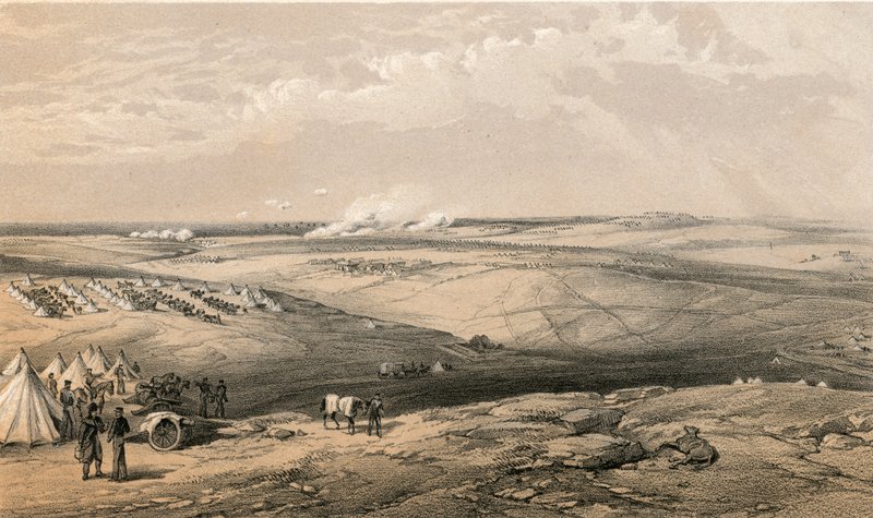 Visão distante do quartel-general de Lorde Raglan antes de Sebastopol de William Crimea Simpson