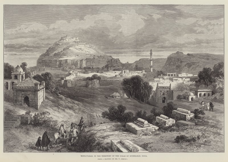 Dowlutabad, no Território do Nizam de Hyderabad, Índia de William Crimea Simpson