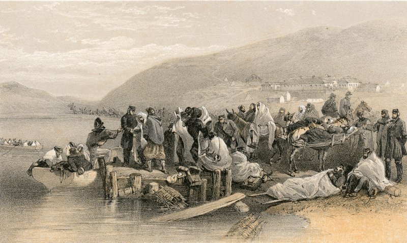 Embarque dos doentes em Balaclava de William Crimea Simpson