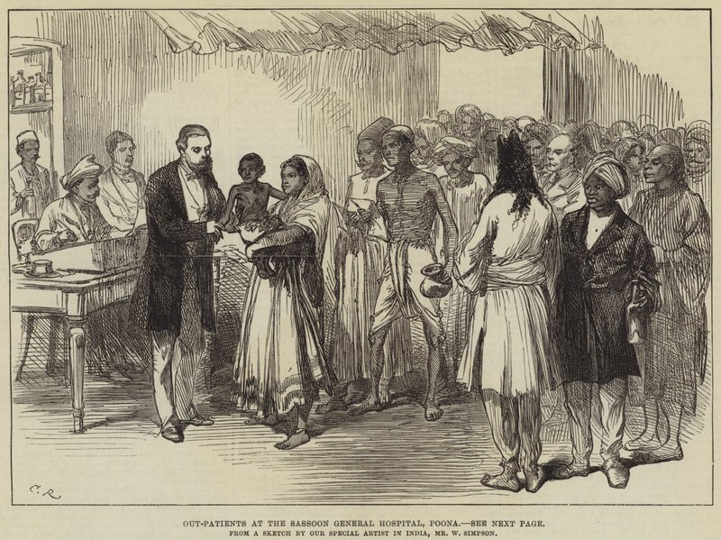 Pacientes externos no Hospital Geral de Sassoon, Poona de William Crimea Simpson