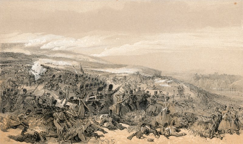 Segunda acusação dos guardas, quando eles retomaram a bateria de duas armas na batalha de Inkermann de William Crimea Simpson