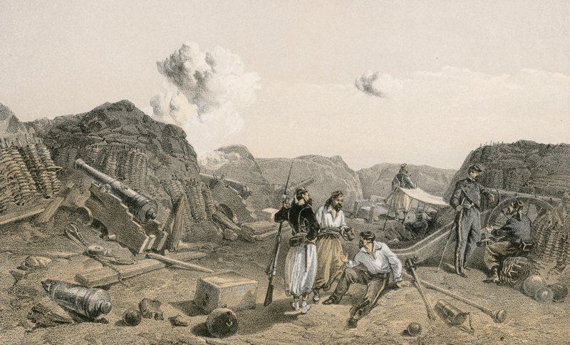 Esboce no interior do Mamelon Vert, olhando para o sul de William Crimea Simpson