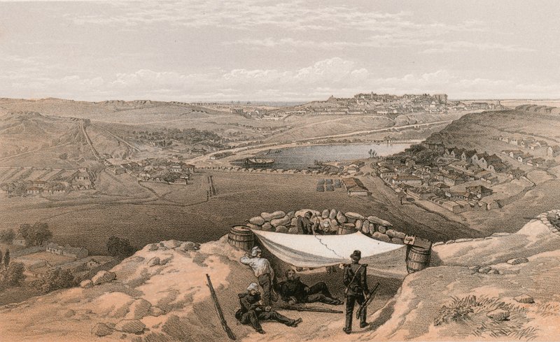 As baterias da cidade ou fortificações interiores de Sebastopol, 23 de junho de 1855 de William Crimea Simpson