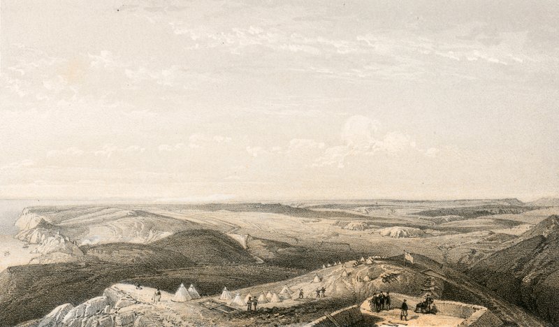 Vista, de, a, alturas, acima, balaklava, olhar, Sebastopol de William Crimea Simpson