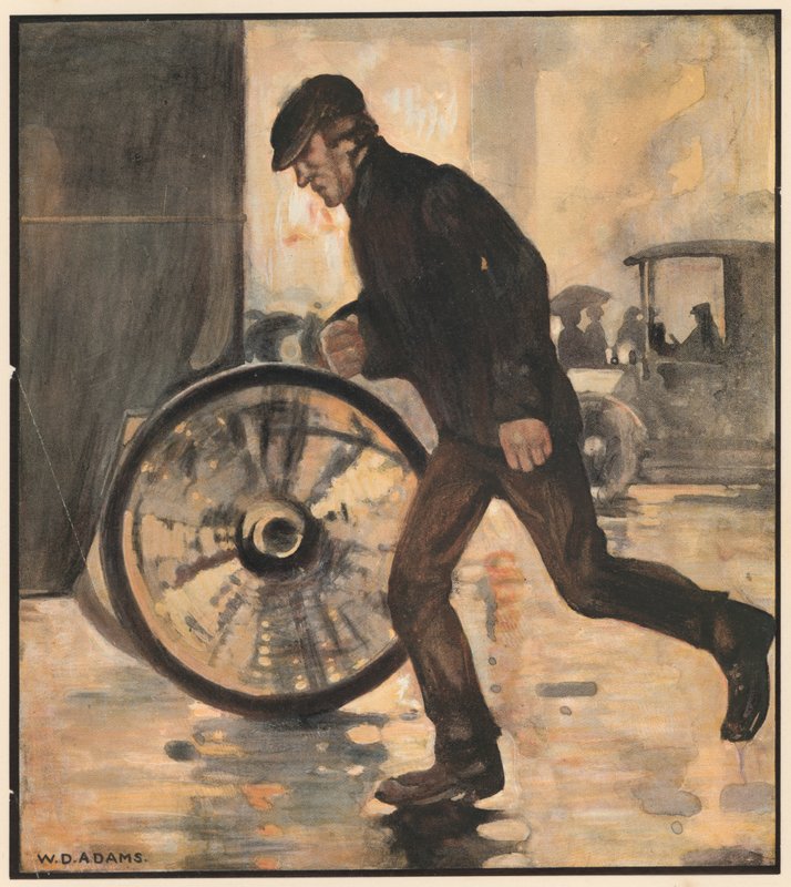 The Cab Runner, "The weary miles" (cor litho) de William Dacres Adams