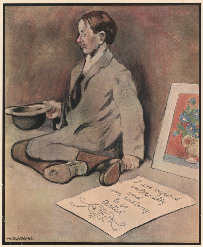 The Pavement Artist, "Cobres para giz colorido" (lito colorido) de William Dacres Adams