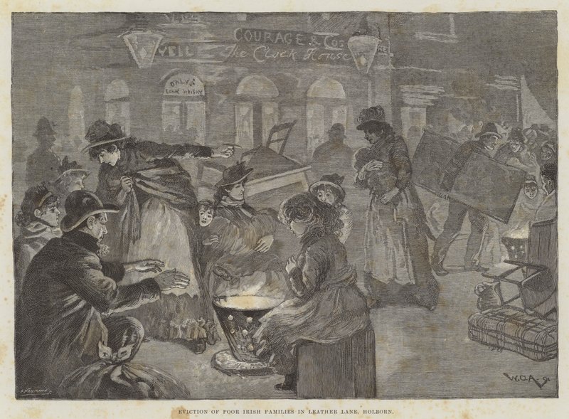 Despejo de famílias irlandesas pobres em Leather Lane, Holborn de William Douglas Almond