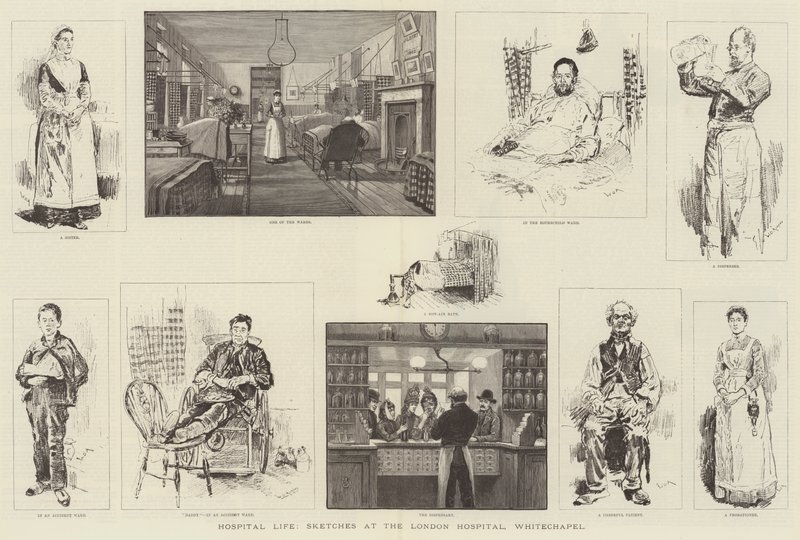 Hospital Life, Sketches no Hospital de Londres, Whitechapel de William Douglas Almond