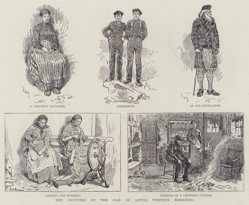 Os Crofters da Ilha de Lewis, Hébridas Ocidentais de William Douglas Almond