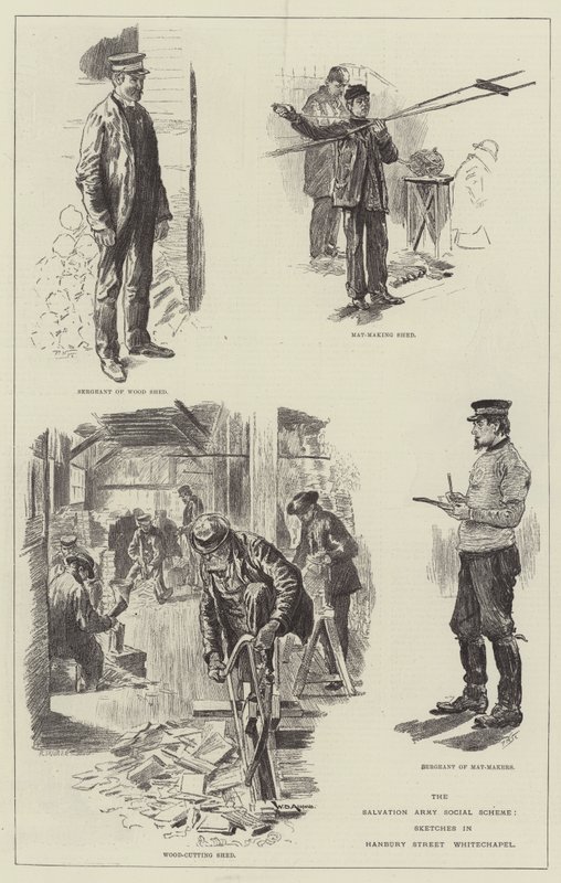 Esquema Social do Exército da Salvação, Sketches in Hanbury Street, Whitechapel de William Douglas Almond