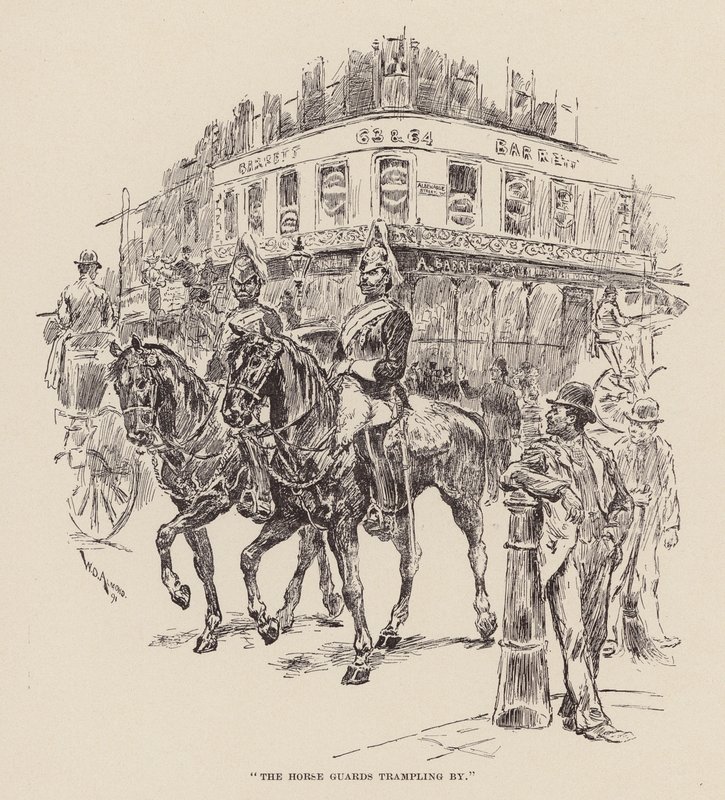 "Os guardas a cavalo a passar" (gravura) de William Douglas Almond