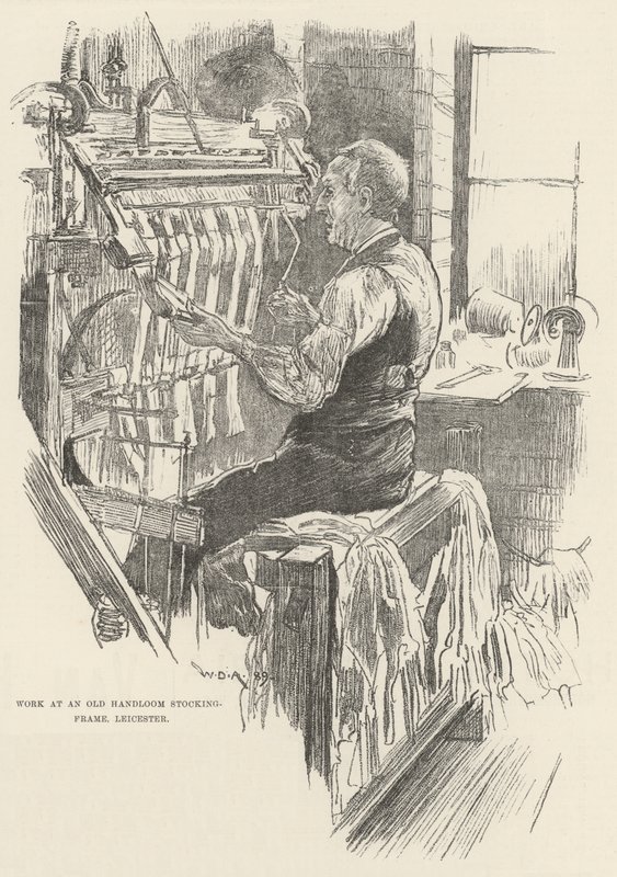 Trabalhar em um Old Handloom Stocking-Frame, Leicester de William Douglas Almond