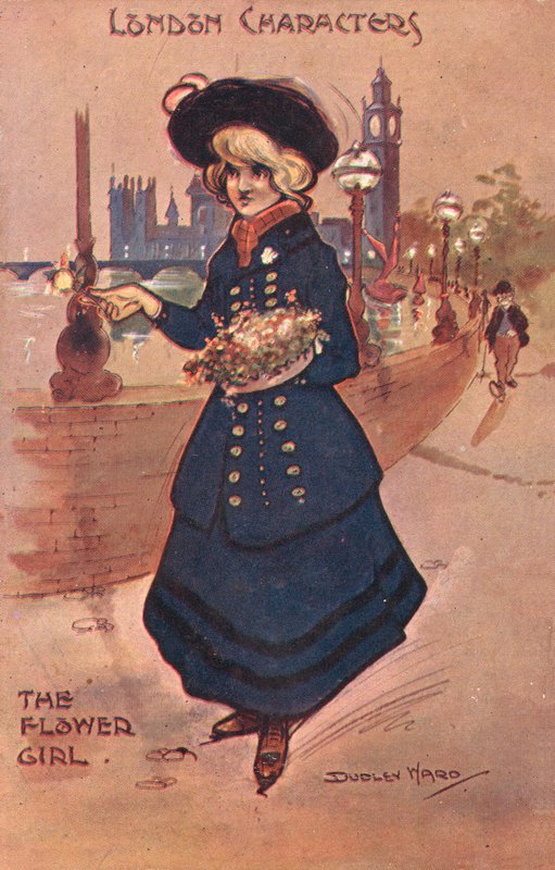 Personagens de Londres: a menina das flores (cor litho) de William Dudley Ward
