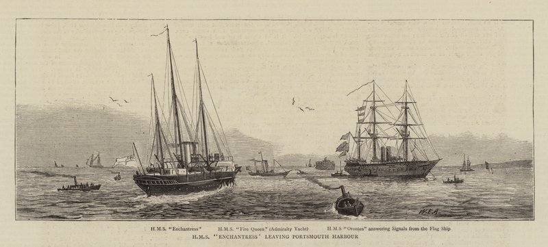 HMS Enchantress saindo do porto de Portsmouth de William Edward Atkins