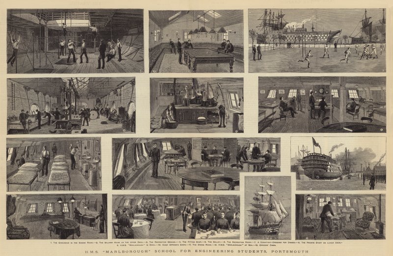 HMS Marlborough School para estudantes de engenharia, Portsmouth de William Edward Atkins