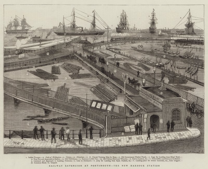 Extensão ferroviária em Portsmouth, a nova estação portuária de William Edward Atkins