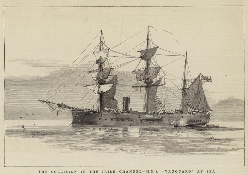 A colisão no canal irlandês, HMS Vanguard no mar de William Edward Atkins