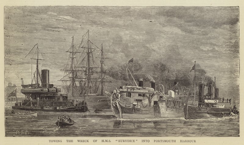 Rebocando o Naufrágio do HMS Eurydice no Porto de Portsmouth de William Edward Atkins
