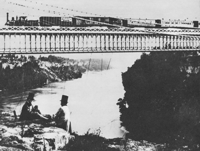 Primeira ponte ferroviária sobre o Niágara (foto a p/b) de William England