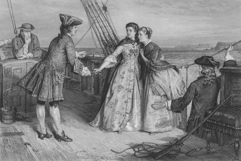 Minna levando a pistola de Bunce para se defender e sua irmã (gravura) de William Ewart Lockart